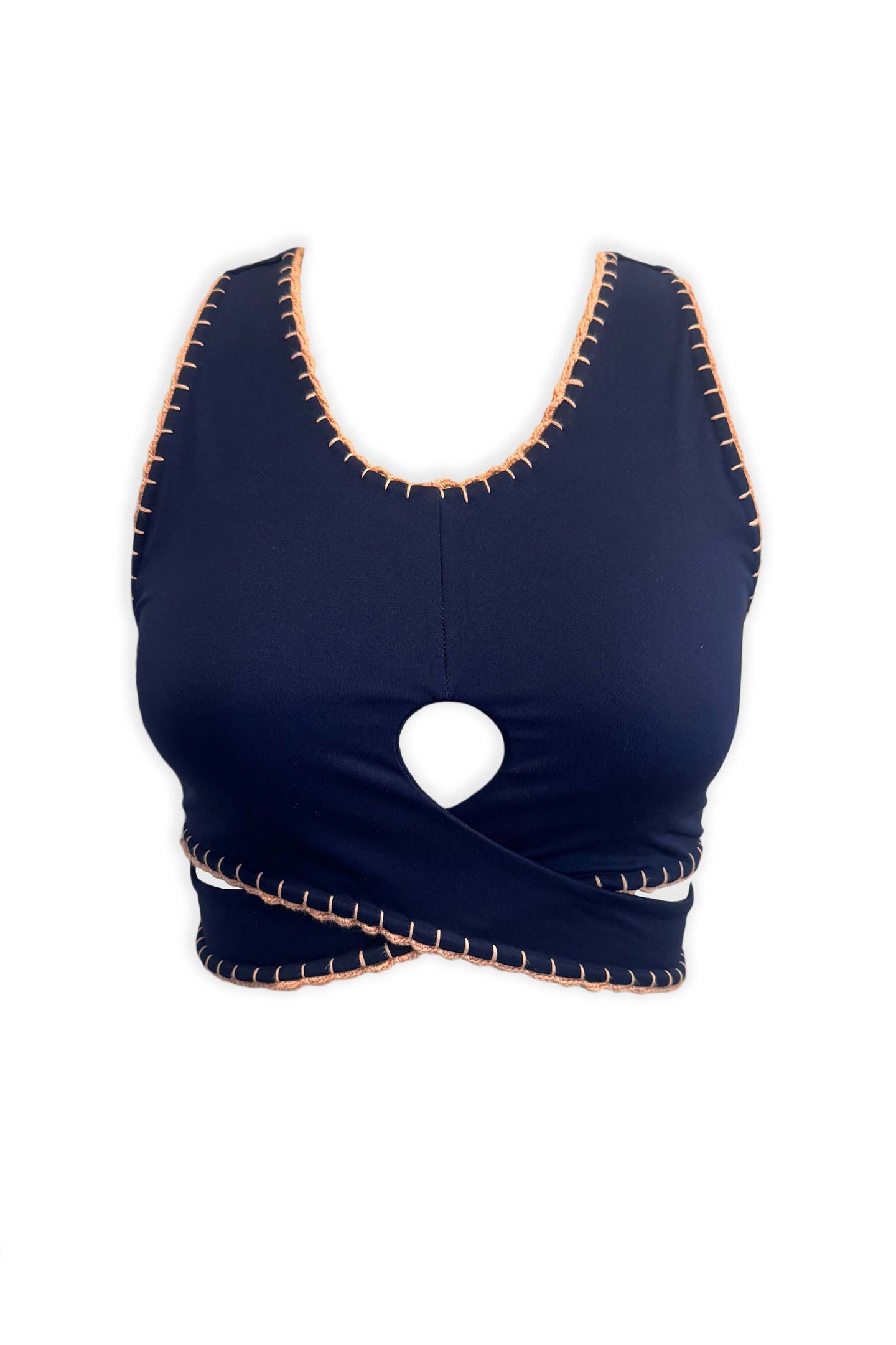 Criss Cross Keyhole Sports Bra | Navy